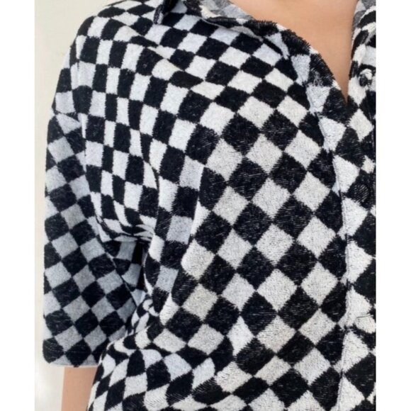 Bailey Rose Black and White Checkered Terry Short Set Size Small - Picture 4 of 10
